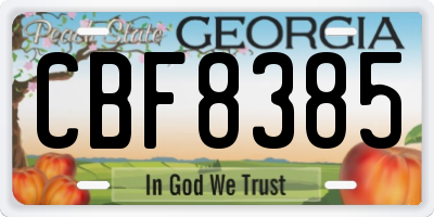 GA license plate CBF8385