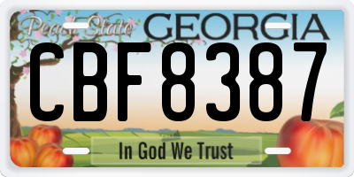 GA license plate CBF8387