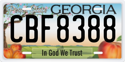 GA license plate CBF8388
