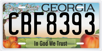 GA license plate CBF8393