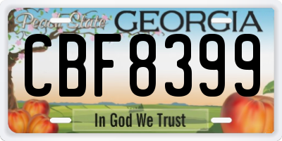 GA license plate CBF8399