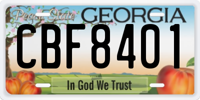 GA license plate CBF8401