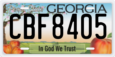 GA license plate CBF8405