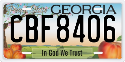 GA license plate CBF8406