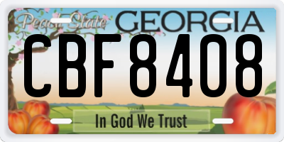 GA license plate CBF8408