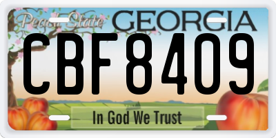 GA license plate CBF8409