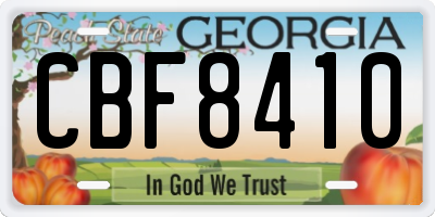 GA license plate CBF8410