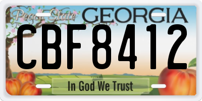 GA license plate CBF8412