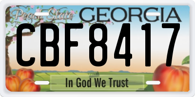 GA license plate CBF8417