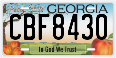 GA license plate CBF8430