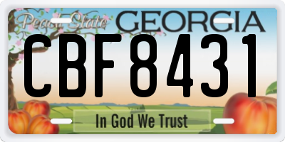 GA license plate CBF8431