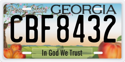 GA license plate CBF8432