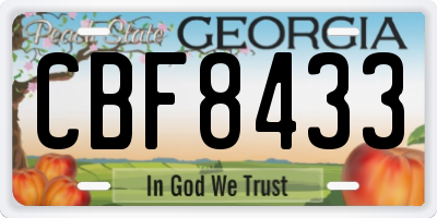 GA license plate CBF8433