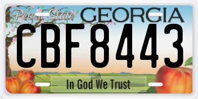 GA license plate CBF8443