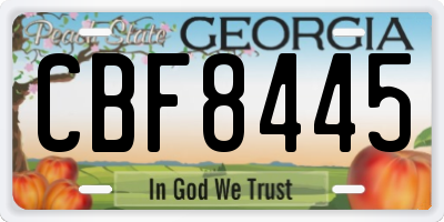 GA license plate CBF8445