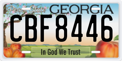 GA license plate CBF8446