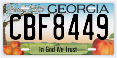GA license plate CBF8449