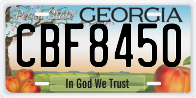 GA license plate CBF8450
