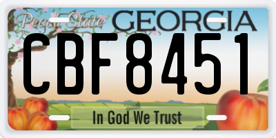 GA license plate CBF8451