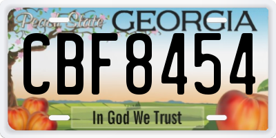 GA license plate CBF8454