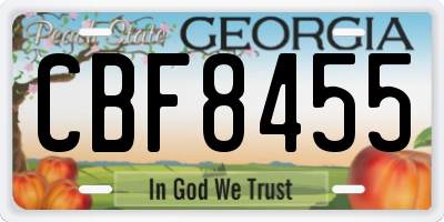 GA license plate CBF8455