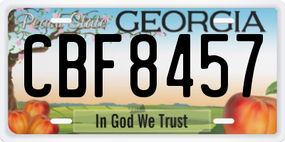 GA license plate CBF8457