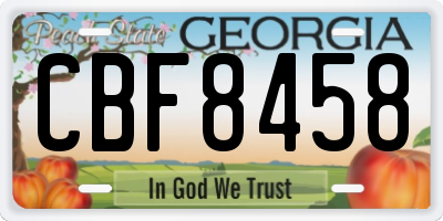 GA license plate CBF8458