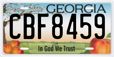 GA license plate CBF8459