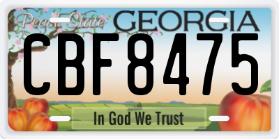 GA license plate CBF8475