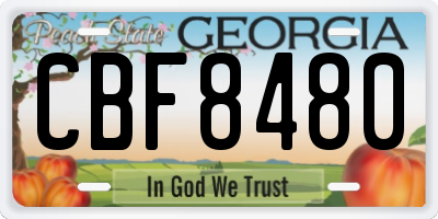 GA license plate CBF8480