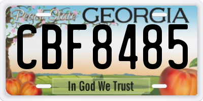 GA license plate CBF8485