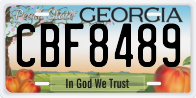 GA license plate CBF8489