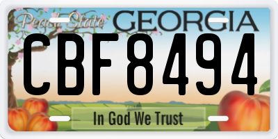 GA license plate CBF8494