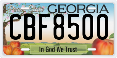 GA license plate CBF8500