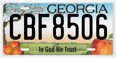 GA license plate CBF8506