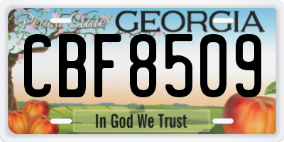 GA license plate CBF8509
