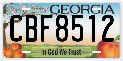GA license plate CBF8512