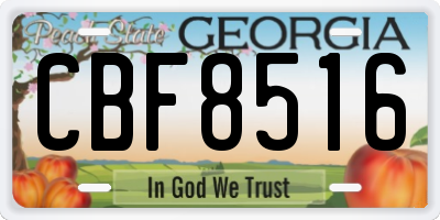 GA license plate CBF8516