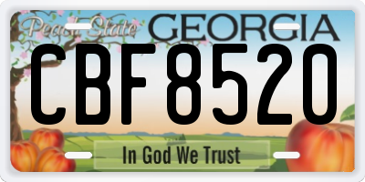 GA license plate CBF8520