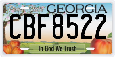 GA license plate CBF8522