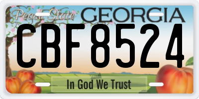 GA license plate CBF8524