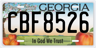 GA license plate CBF8526