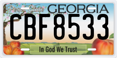 GA license plate CBF8533