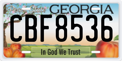 GA license plate CBF8536