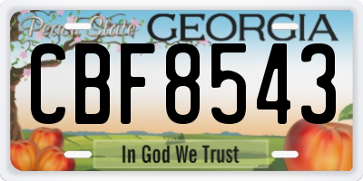 GA license plate CBF8543