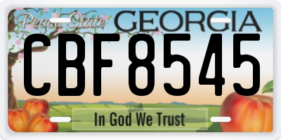 GA license plate CBF8545
