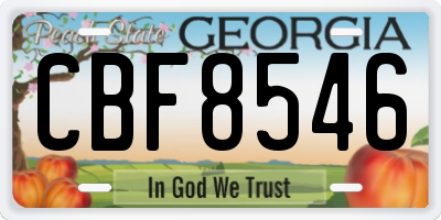 GA license plate CBF8546