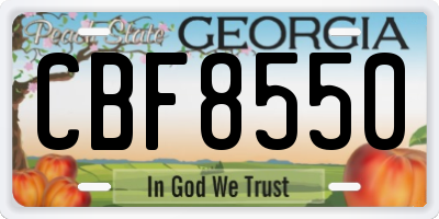 GA license plate CBF8550