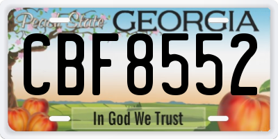GA license plate CBF8552