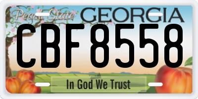 GA license plate CBF8558